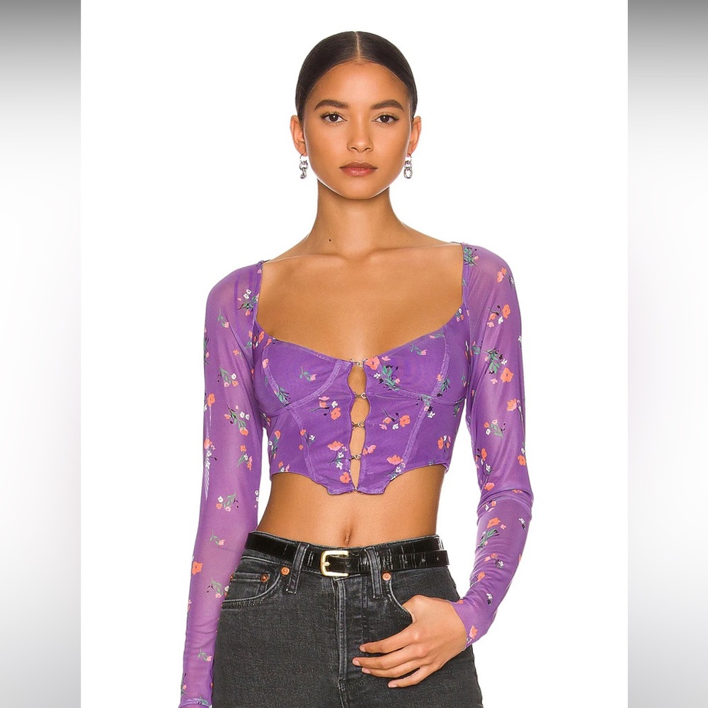 AFRM Violet Floral Top